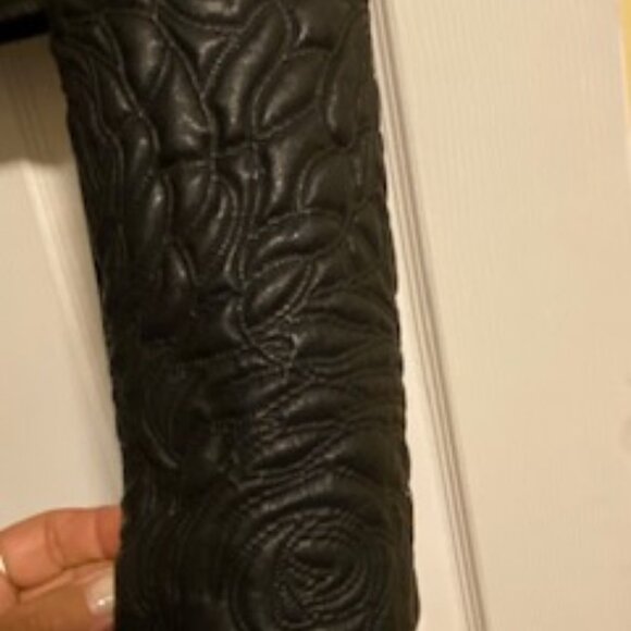 BCBGMaxAzria Cropped Leather Jacket with Rose Detailing - Picture 8 of 9